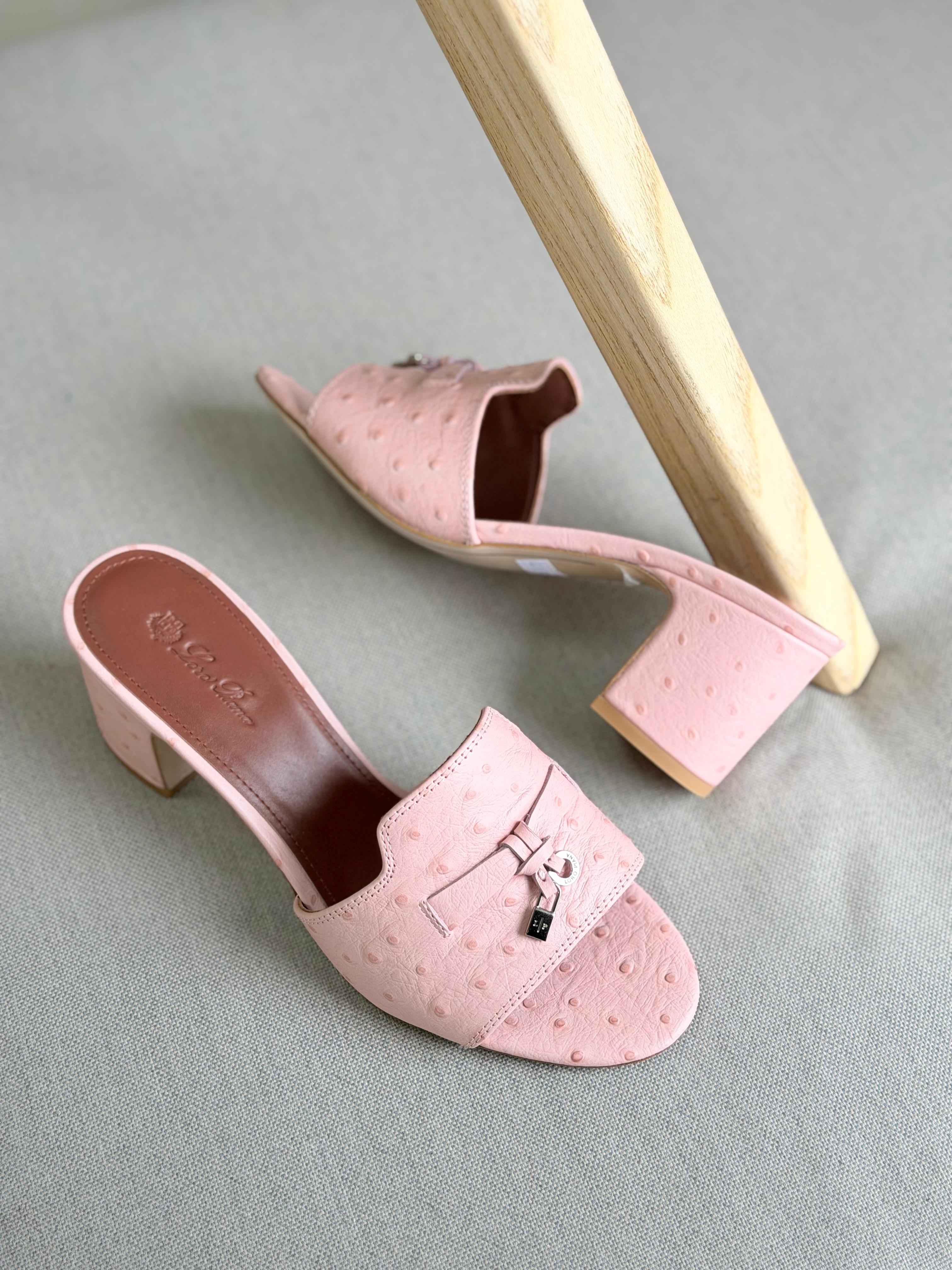 Loro Piana Summer Charms Sandal Flats Ostrich Leather