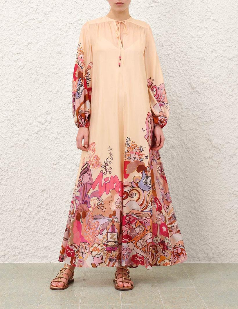 Zimmermann  Awaken Plunge Maxi Dress Ivory Floral Online