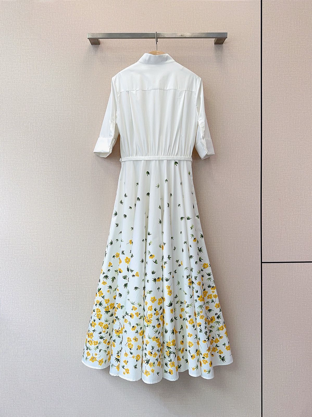 Dior Mid-Length Flared Shirtdress White Cotton