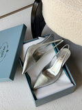 Prada Metallic leather slingback pumps