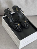 Celine Triumph Silver Gold Metallic Mid-Heel Sandal