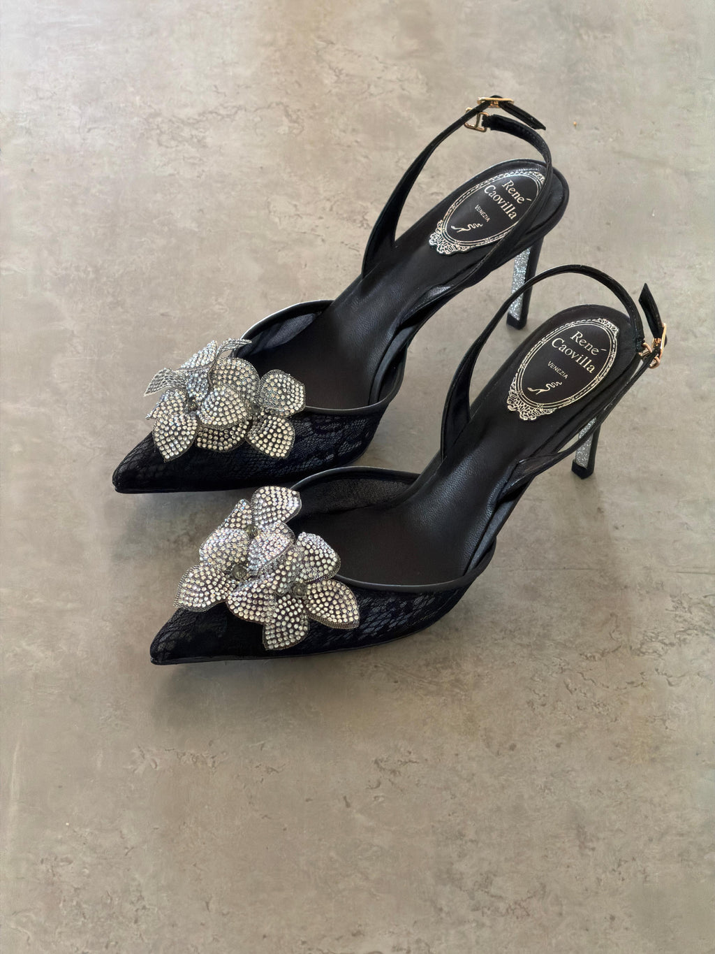 René Caovilla Neutral Peach Flower 80 Sandals