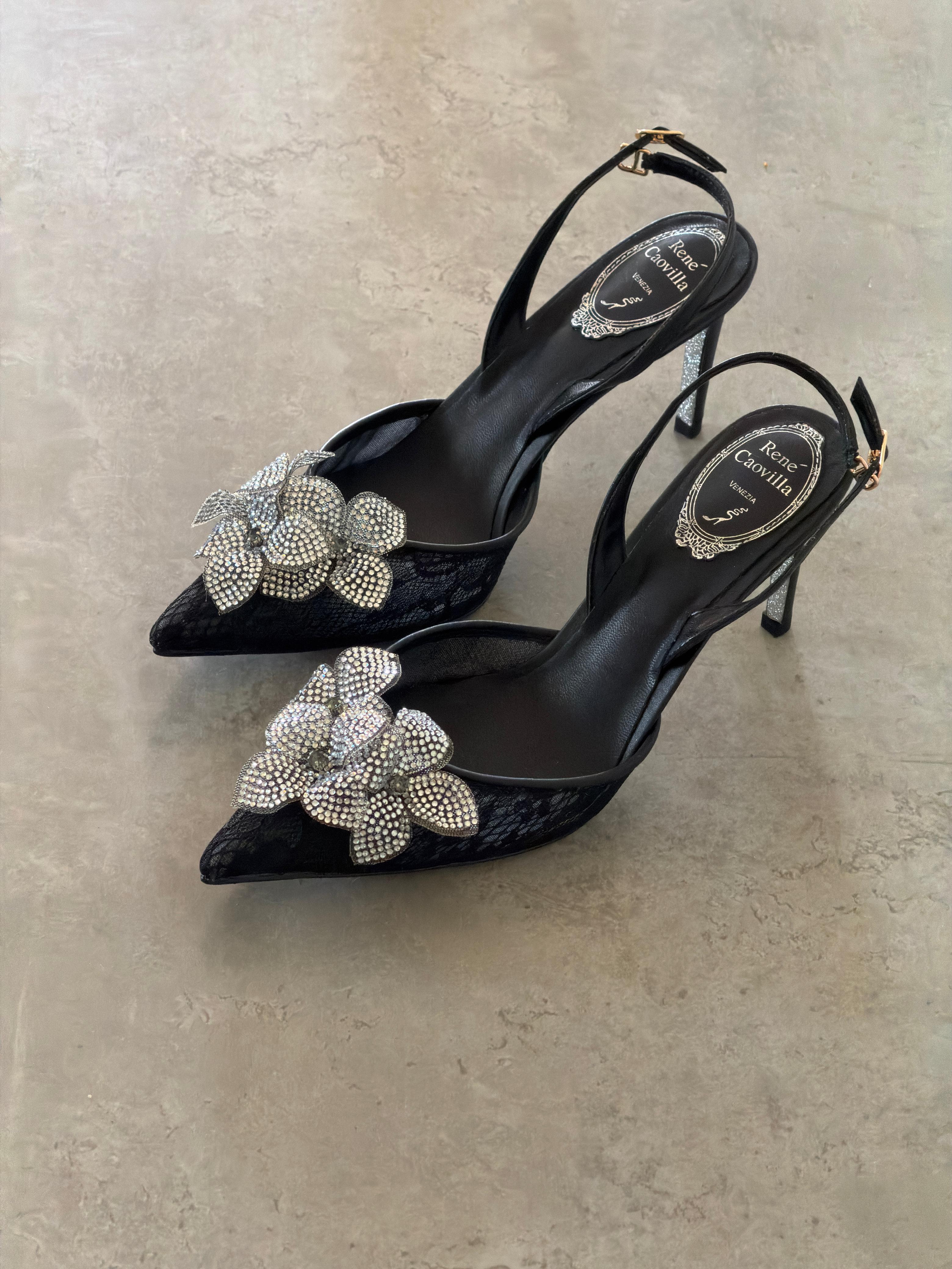 René Caovilla Neutral Peach Flower 80 Sandals