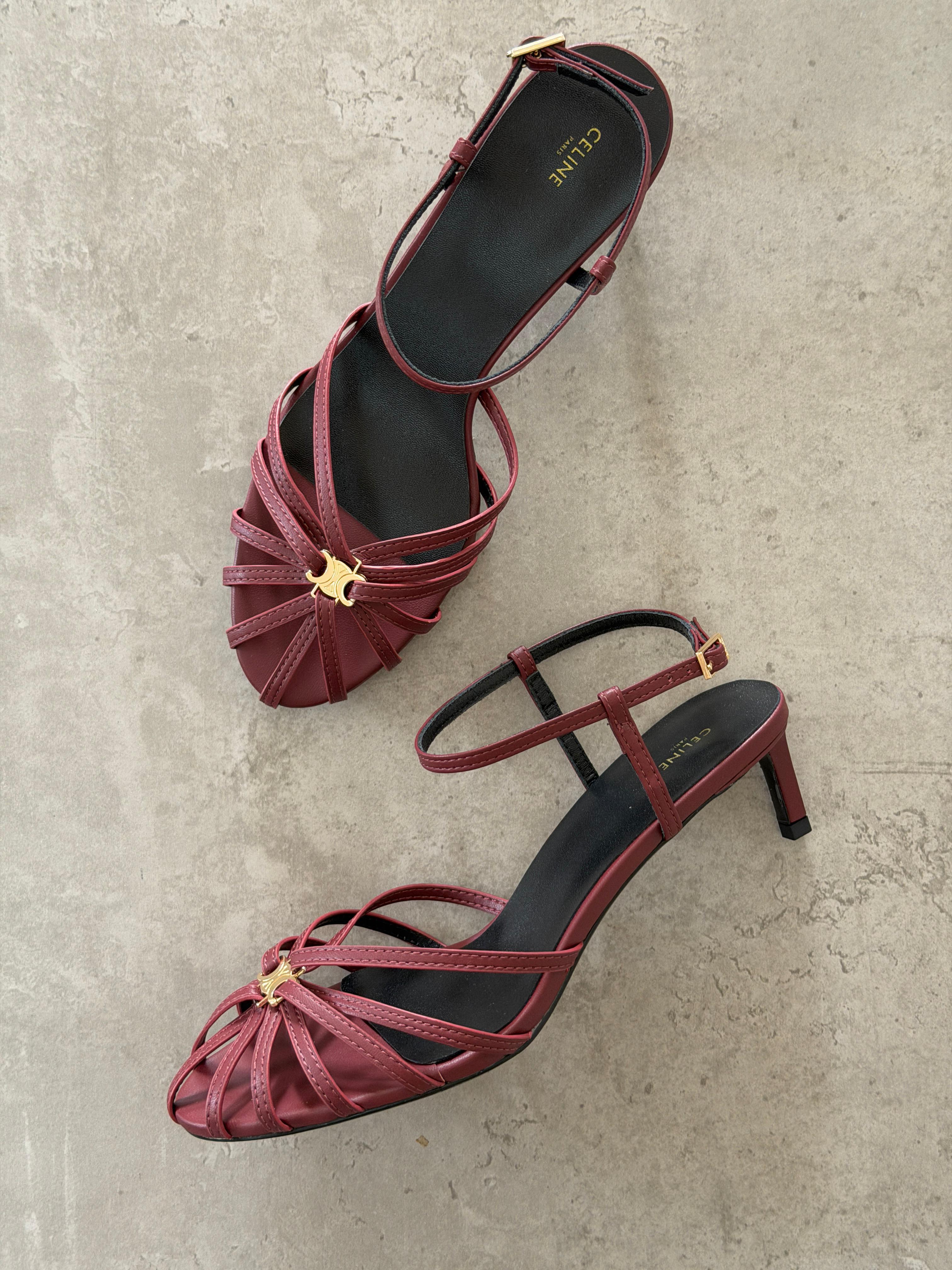 Celine Triumph Women's Red Low Heel Sandal