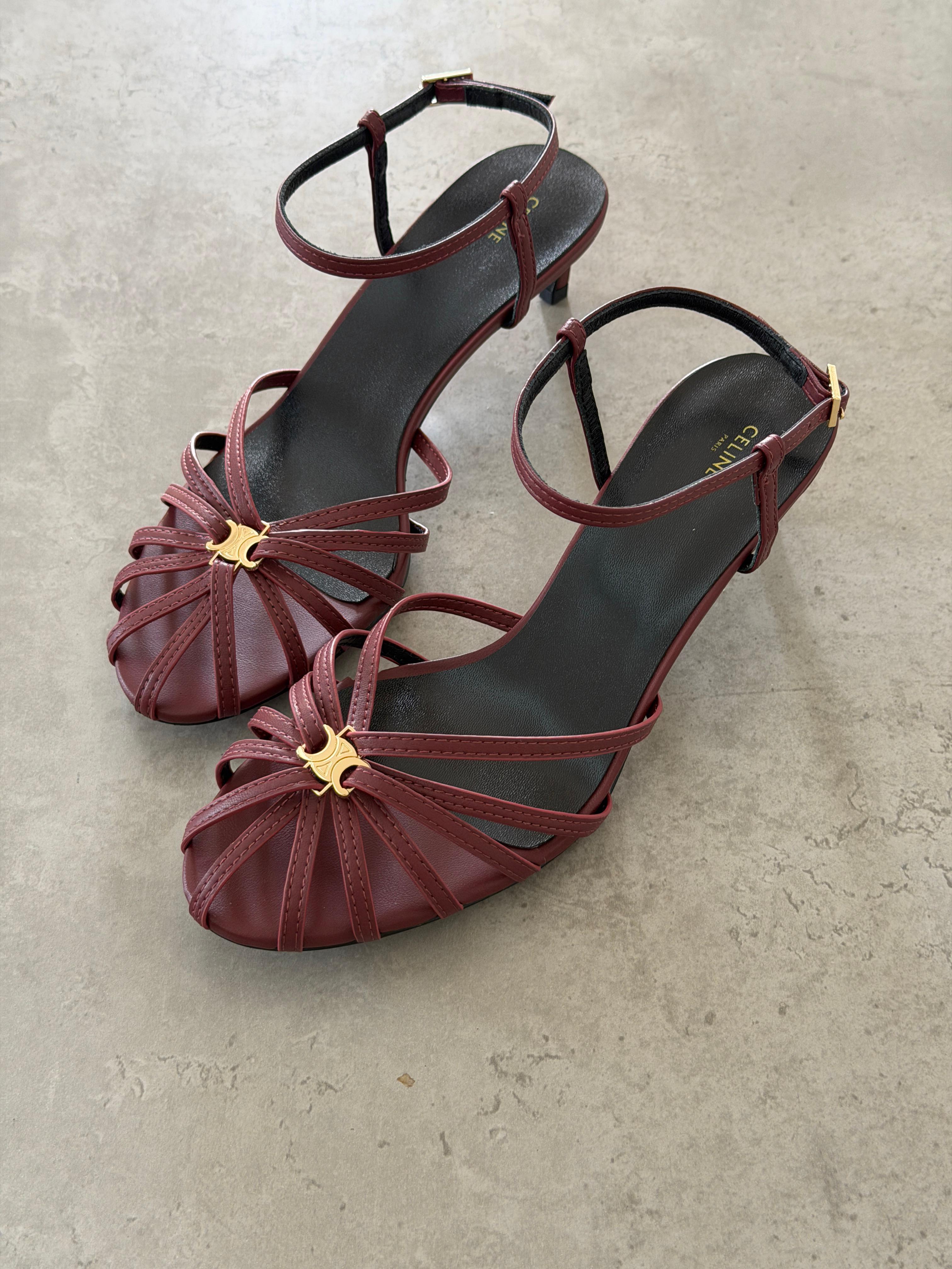 Celine Triumph Women's Red Low Heel Sandal
