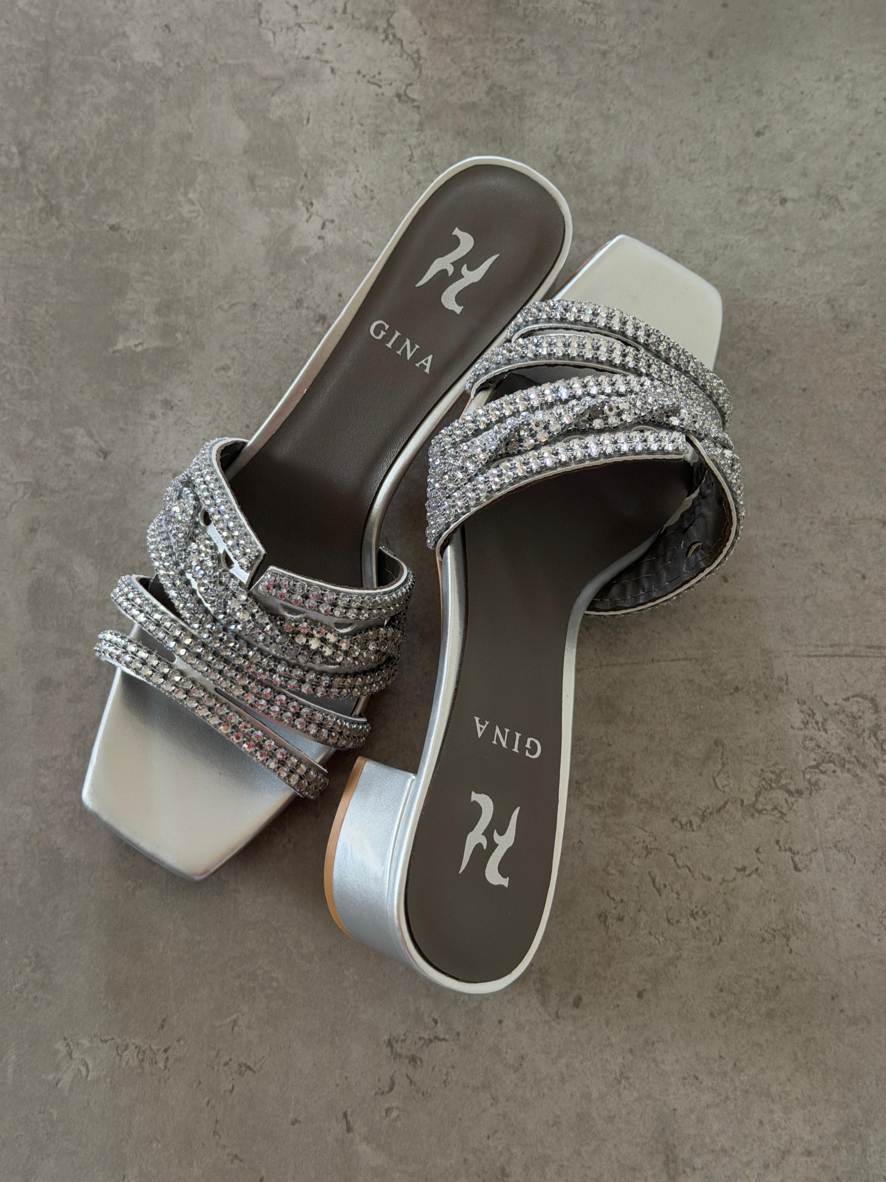 Gina Leather Embellished Roma Mules 35