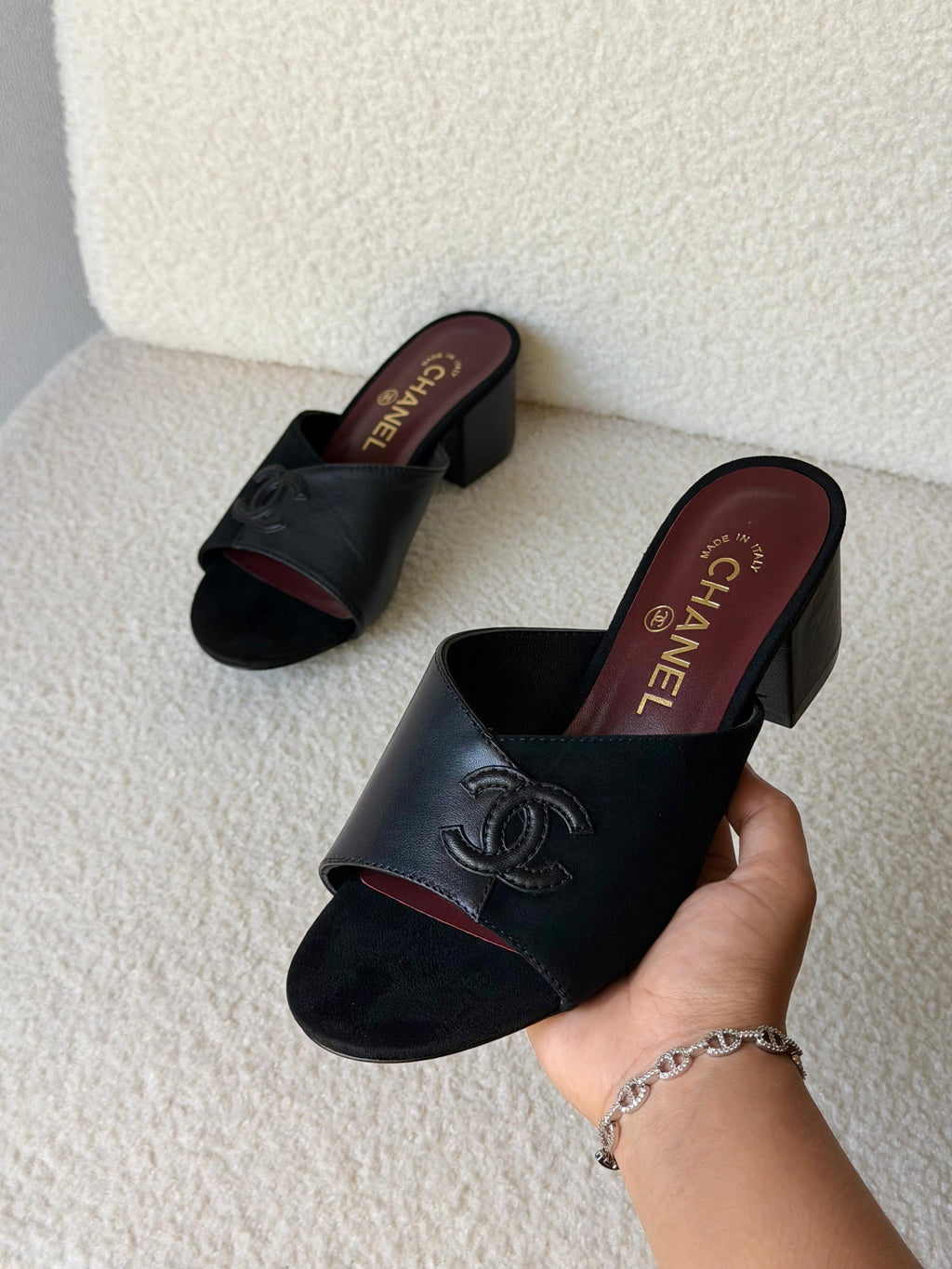 Chanel Leather CC Sandals