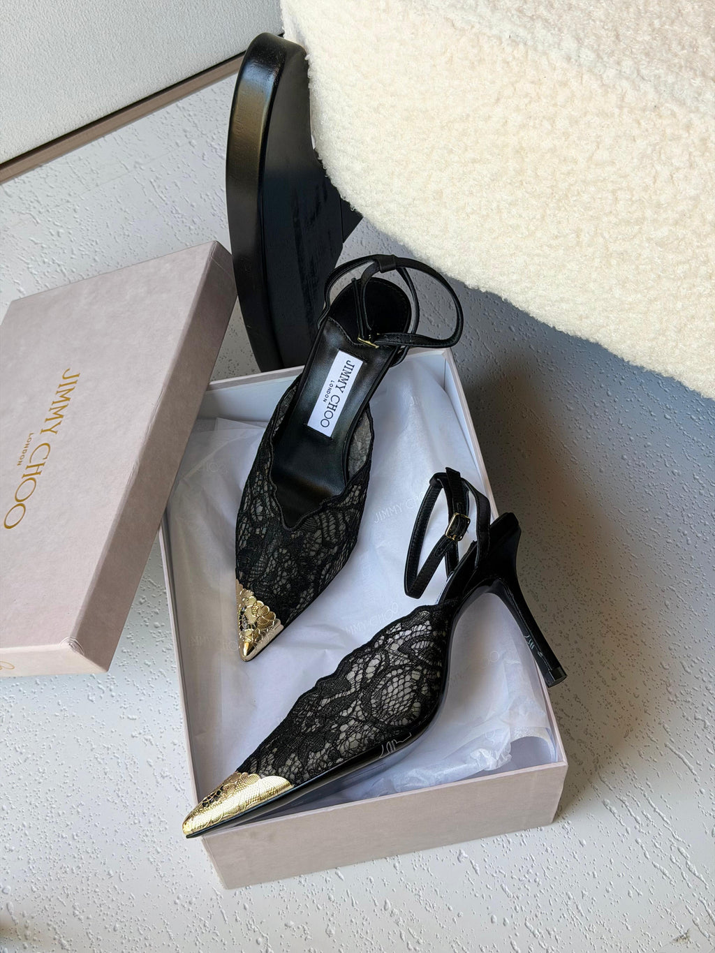 Jimmy Choo Black Faiz 100 Lace Pumps