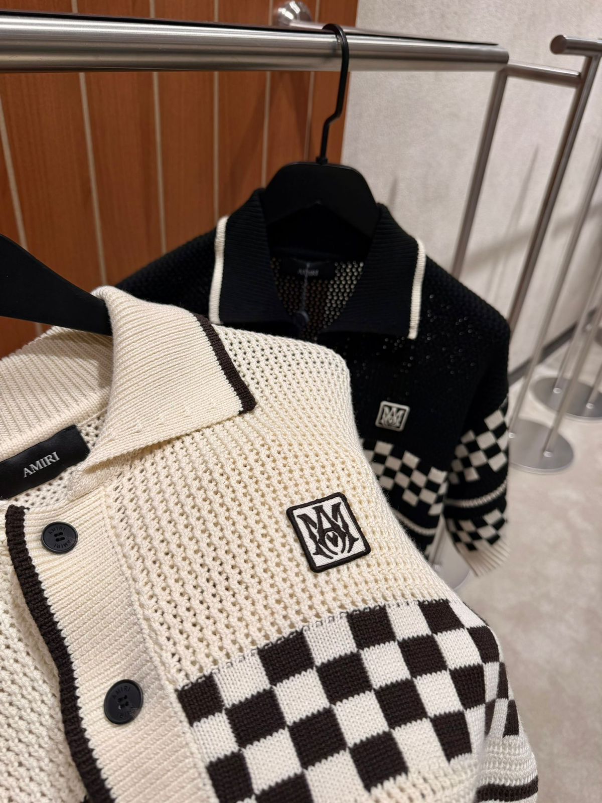 Amiri Checkered Mesh Wool shirt