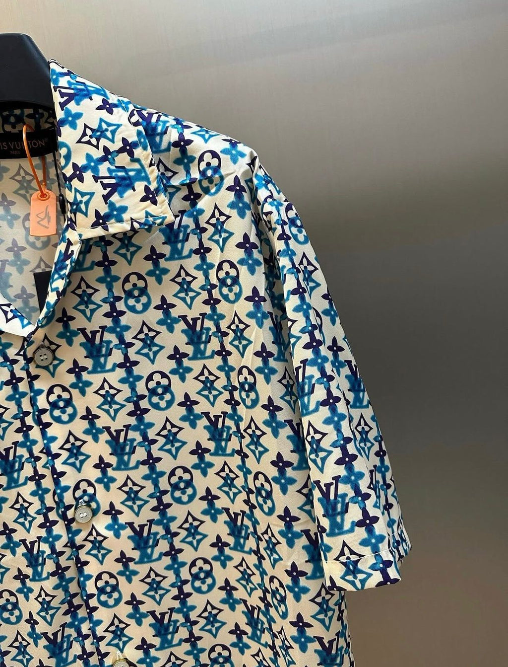 LV Monogram Printed Silk Short-Sleeved Shirt