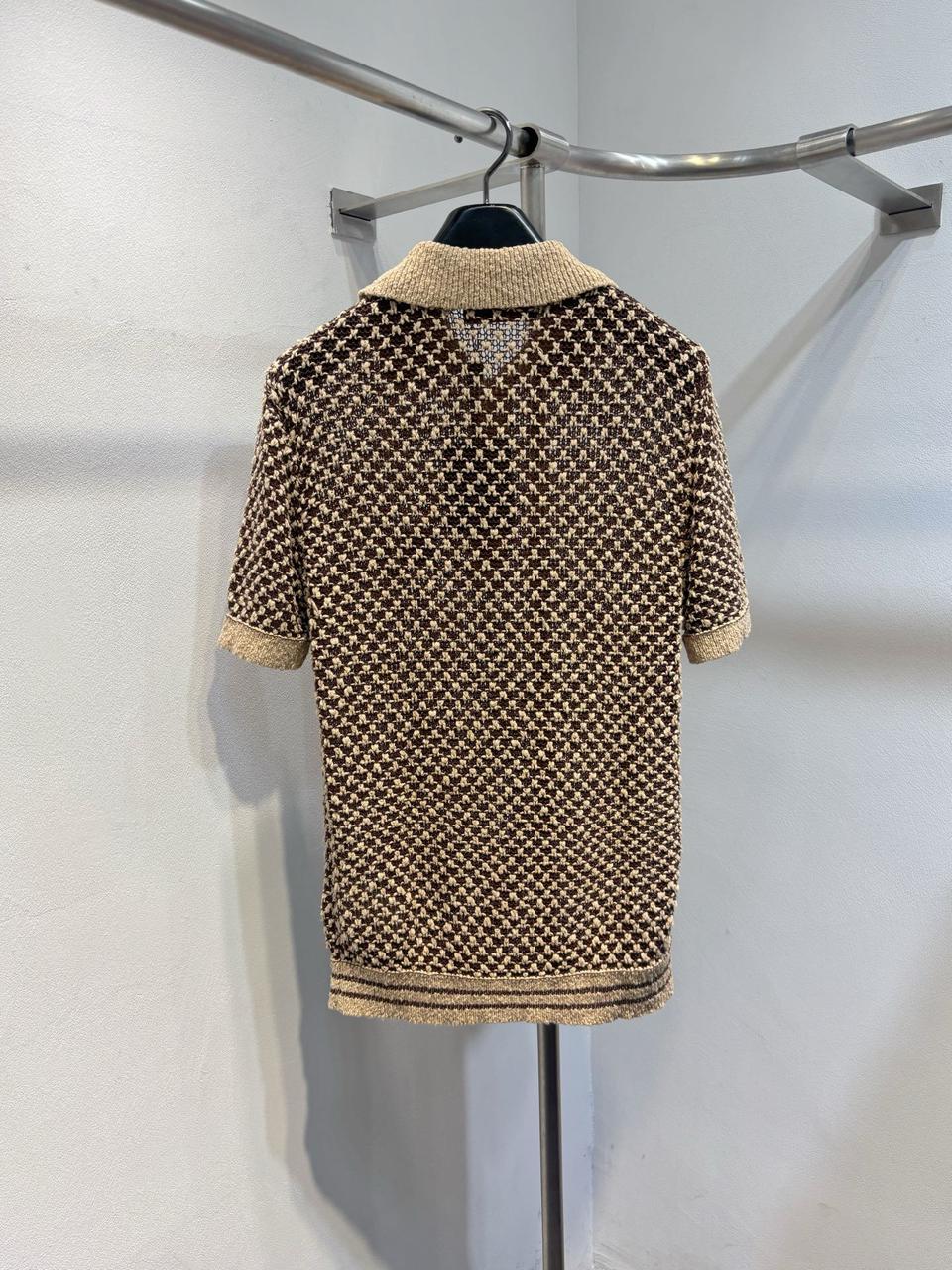 LV Short-Sleeved Knitted Mesh Polo