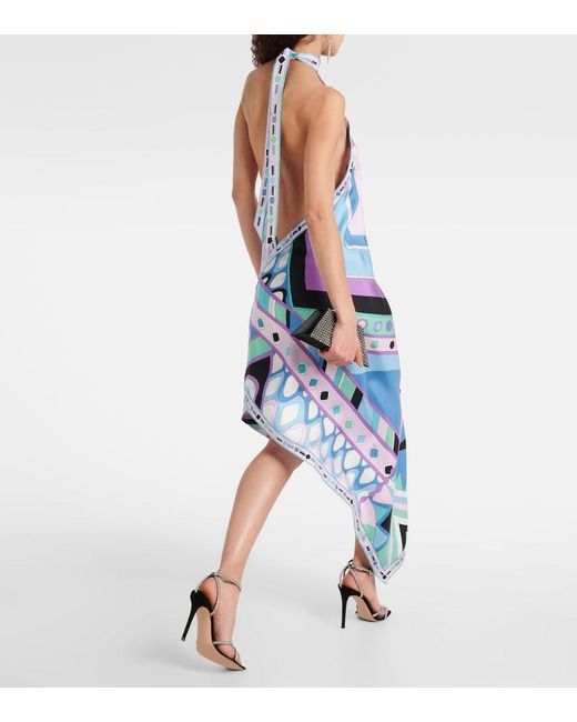 Pucci Neutral Stella-print Asymmetrical Dress