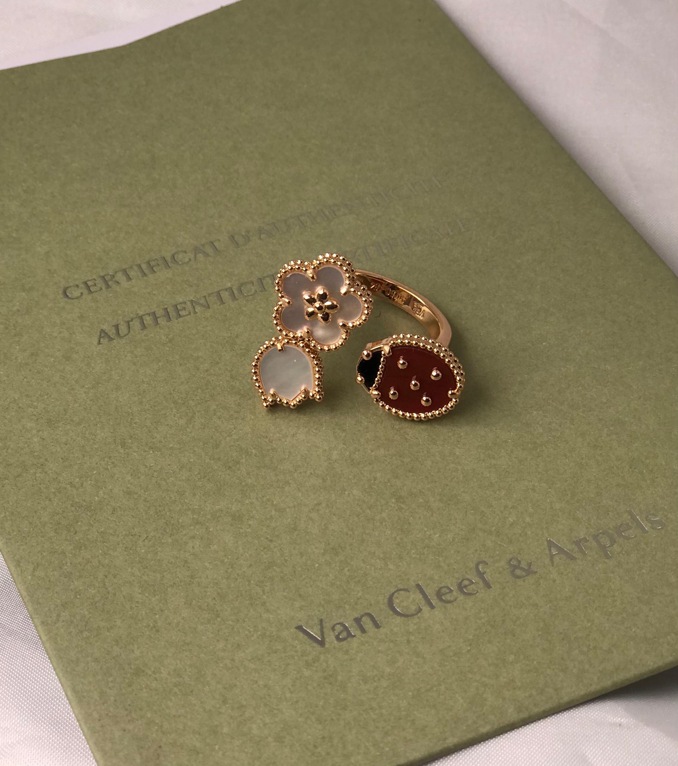 VanCleef & Arpels   Lucky Spring long necklace 15 motifs & 1  Motif earrings with Bracelet & Ring